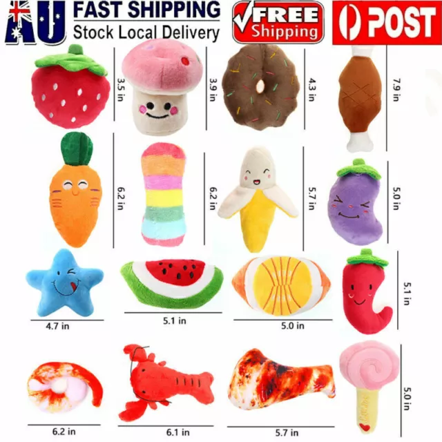 16PCS Pet Dog Toy Puppy Chew Toy Squeaker Squeaky Soft Plush Play Sound Teeth AU