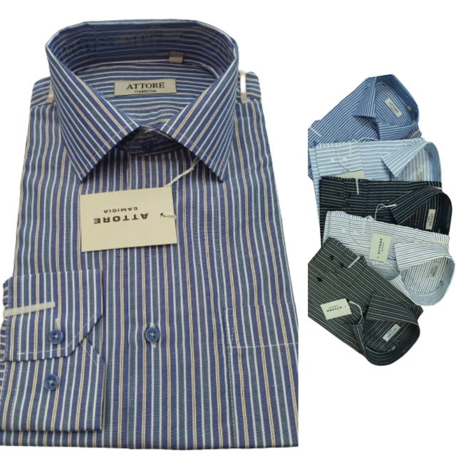 CAMICIA UOMO ELEGANTE Attore collo CLASSICO regular fit manica lunga cotone EUR 19 90 PicClick IT