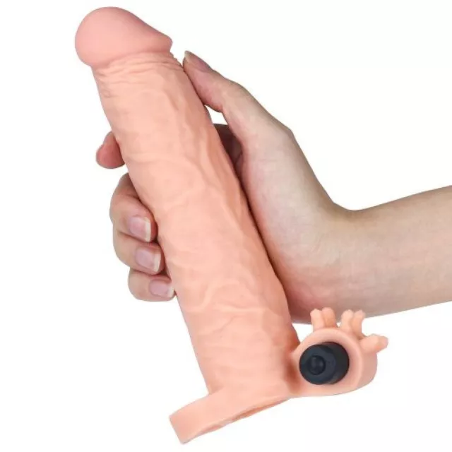 Guaina Fallica Realistica per pene Uomo con Vibrazioni Stimilatore clitoride