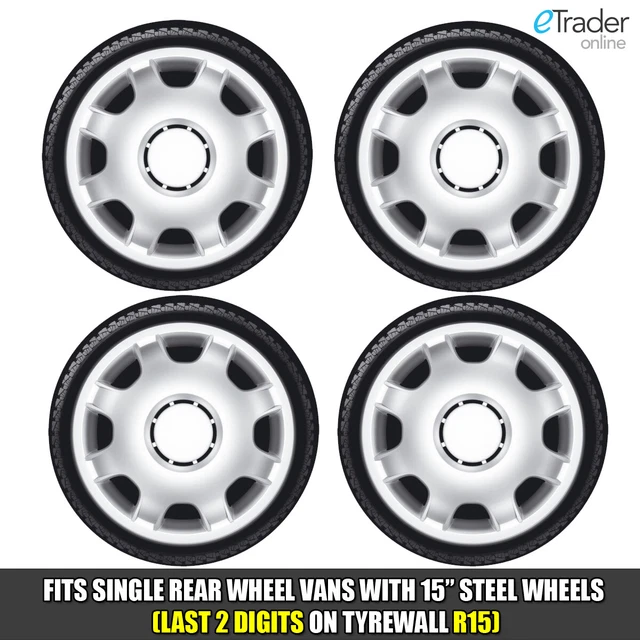 FOR FORD TRANSIT Van 15" Wheel Trims Silver Deep Dish Hub Caps Domed