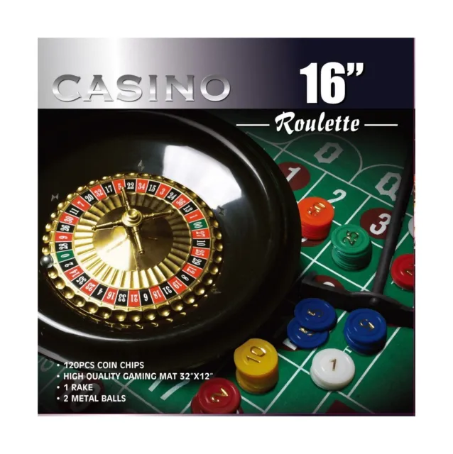 CASINO 16-Inch Roulette Wheel Game Set with 120 chips, Felt Layout, and Rake