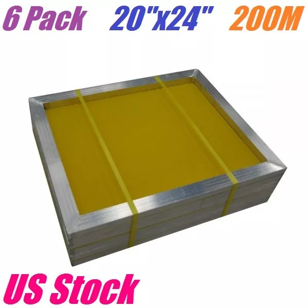 6 PACK Aluminum Frame Silk Screen Printing Screens 20 x 24 Inch 200 Mesh Count