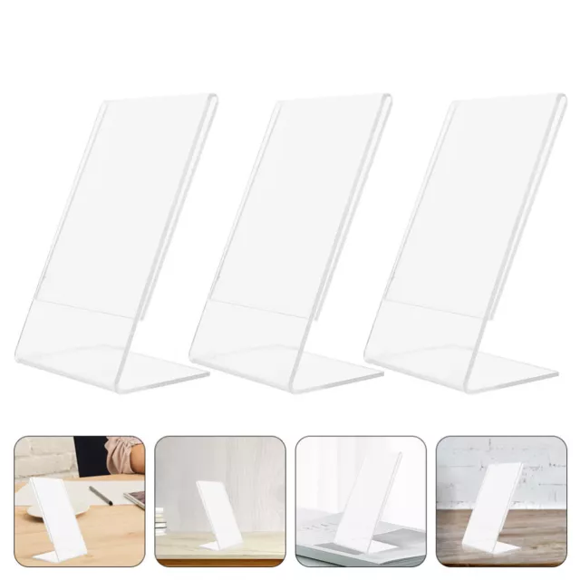 3Pcs Clear Acrylic Picture Frames Slanted Sign Holders