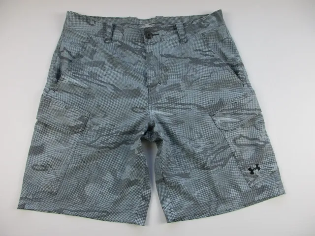 Mens size 34 Under Armour Fish Hunter 10" gray cargo shorts