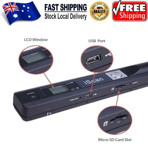 900DPI Portable Handheld LCD Scanner A4 Size Photo Document Book Handy Scanner