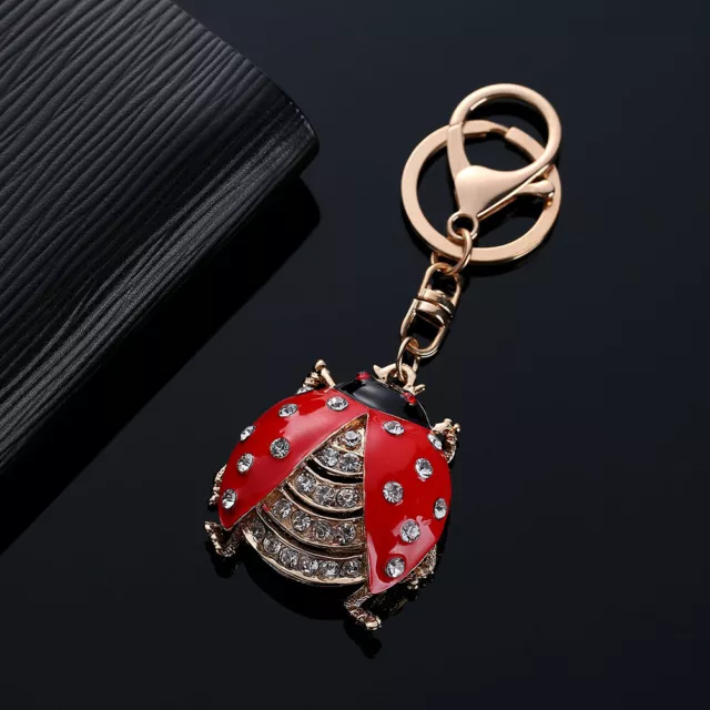 Cute Ladybug Pendant Key Chain Rhinestone Hangings Ring Bag Phone Decor Gift 30 3