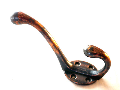 Antique Copper Plate Cast Iron Art Nouveau Coat Hook Reclaimed Restored