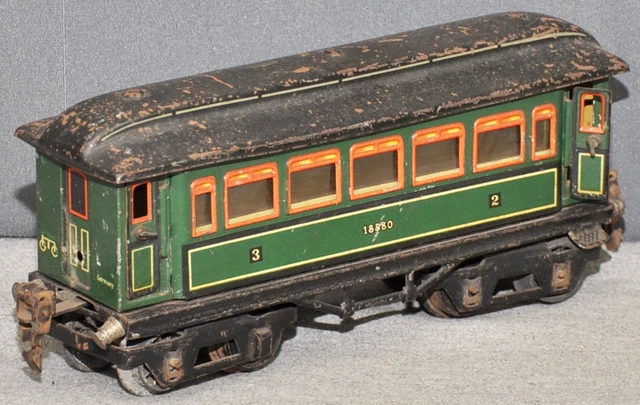 Märklin 1886 P Personenwagen  4-achsig  L=21,5 cm  grün  von 1930__Spur 0