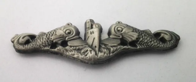 US NAVY SUBMARINE DOLPHIN PEWTER (SMALL 1-1/2") Military Hat Pin P19053 EE