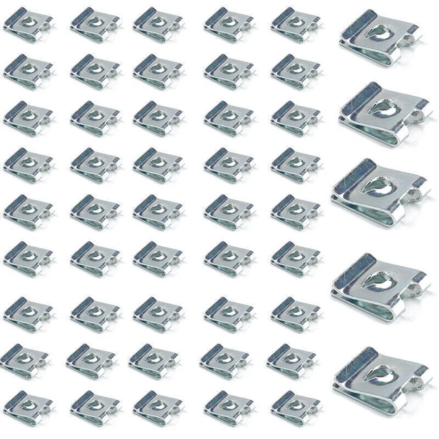 50PCS Steel Rustproof Speed Fasteners Screw U Clips Spire Auto Captive Nut Clip