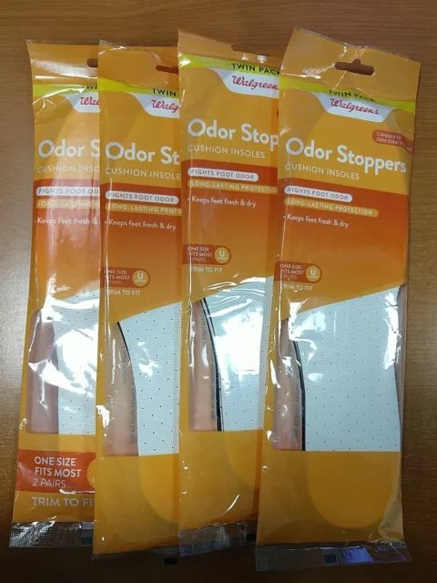 4 pares: plantillas de cojín tapones de olor Walgreens - talla única se adapta a la mayoría - E10G