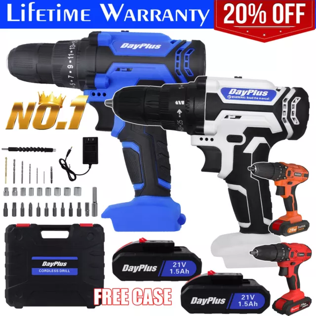 21V Cordless Drill Set Drill Driver Bits With Li-ion Battery and Quick Charger