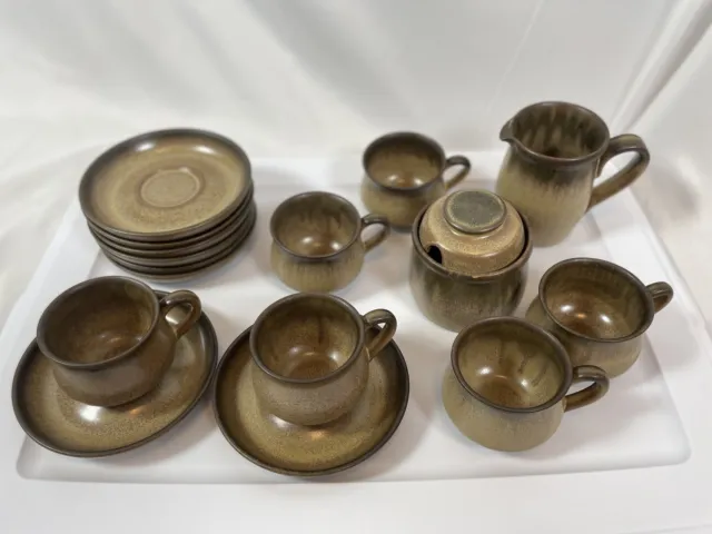 Denby stoneware Langley VTG Stoneware Collection Romany Brown CUPS PLATES CREAM