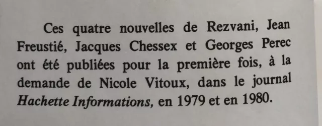 EO GEORGES PEREC Rezvani Chessex Freustié : Saisons Nouvelles 1979 Hors commerce 2