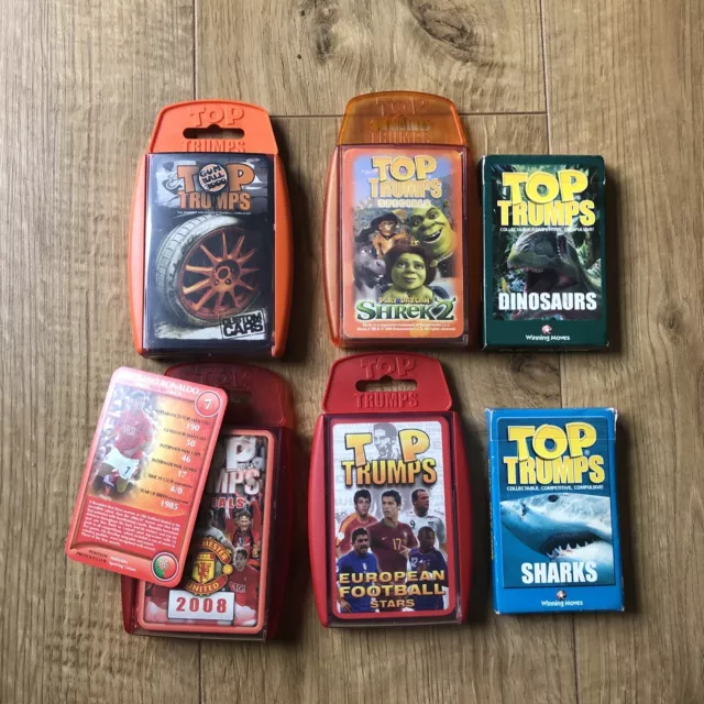 TOP TRUMPS BUNDLE SHREK/ Custom Cars/ Dinosaurs/ EURO STARS/ MUFC SPECIAL/ SHARK