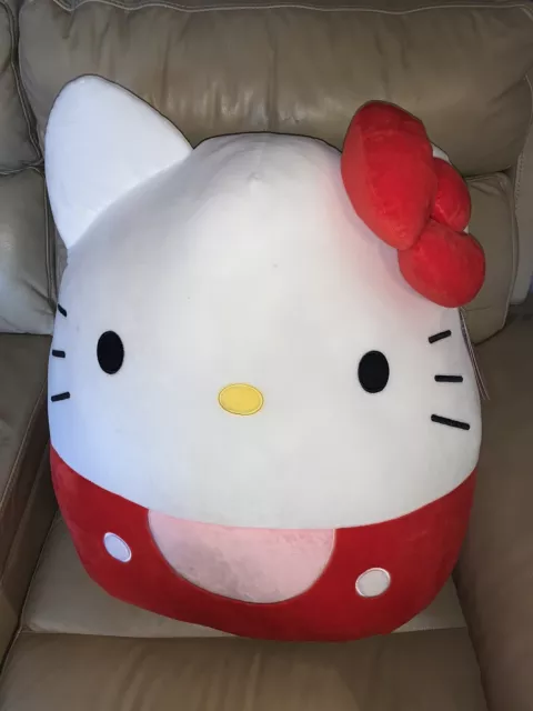 NWT Giant Hello Kitty Squishmallows Kellytoy Sanrio Jumbo Plush Red Bow