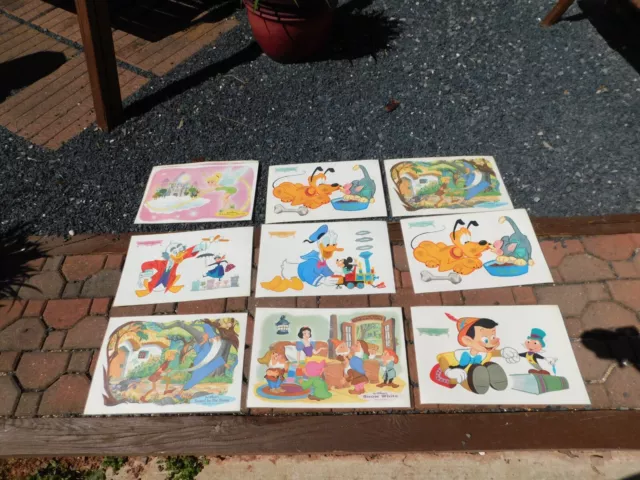 Vintage 1960's Disney Characters & Movies Cartoons PLACEMATS Set Lot