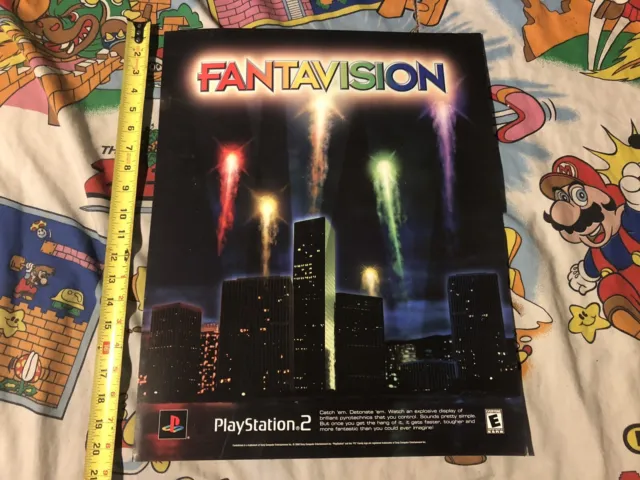 PlayStation 2 PS2 Large Store Promo Poster Fantavision 20x16 Display Sign Advert