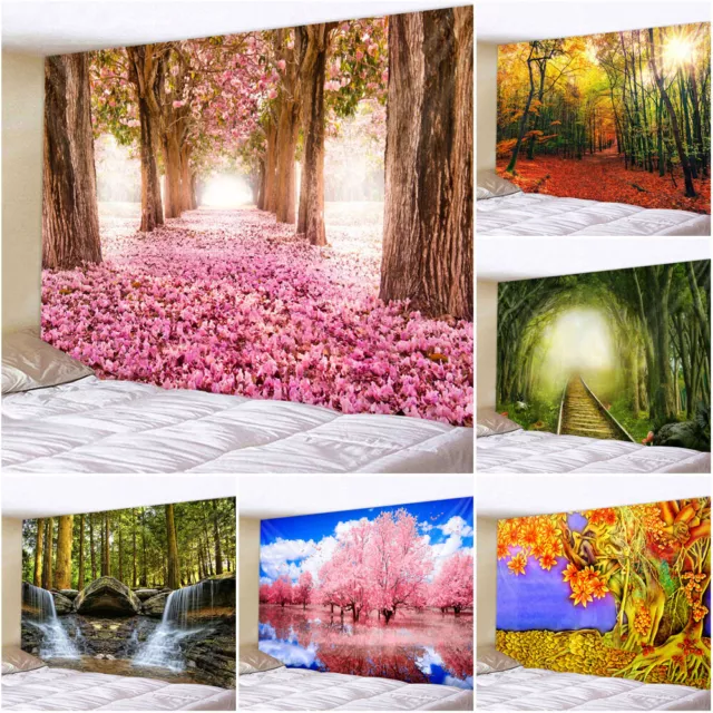 Large Forest 3D Wall Hanging Blanket Throw Road Tapestry Room Bedspread Art Gift