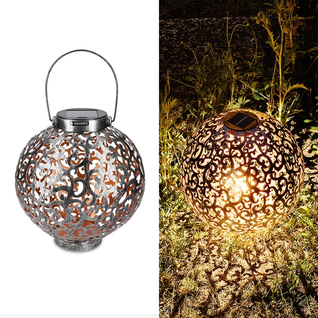 LED Solarlaterne 21cm Kugelleuchte Solarleuchte Lampe Garten Deko Solarlampe