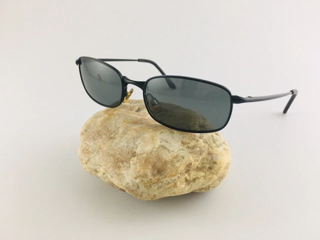 Mens Slim Rectangle Sunglasses Black Frame Black Tinted Lenses