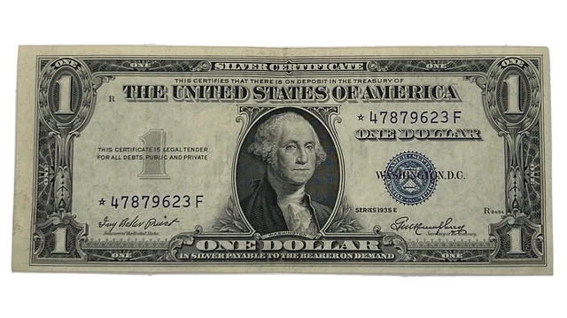 Series 1935 E Blue Seal $1.00 One Dollar Silver Certificate Star Note Crisp 8