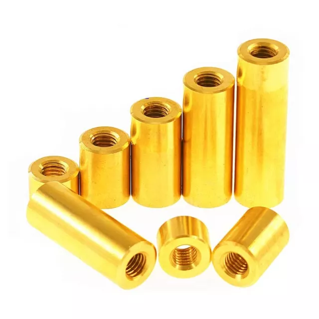 M4 Brass Round Extension Hand Nut Double Pass Through Hole Nuts 6mm OD 4mm-70mm