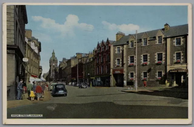 Hawick High Street Roxburghshire Scotland Postmark 1963 ETW Dennis Postcard