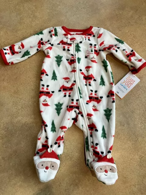 NWT Carters Just One You Newborn My First Christmas Pajamas Full Zip