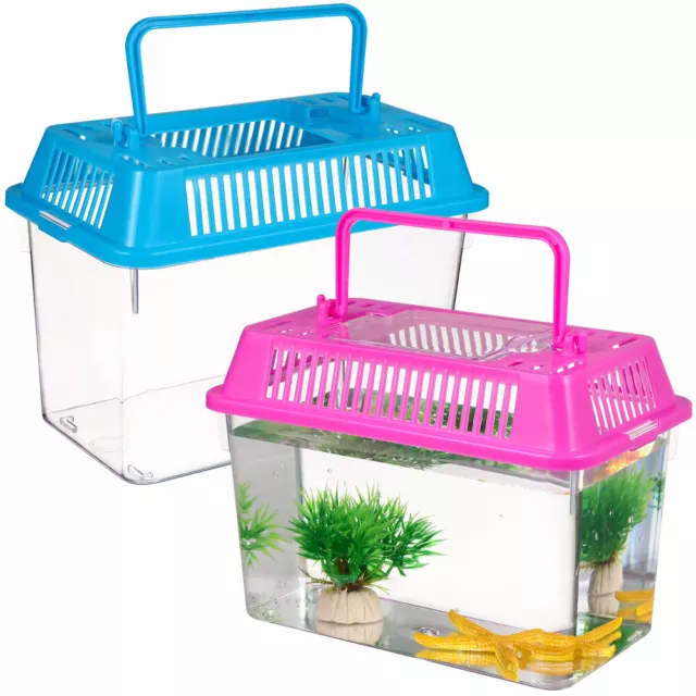 4Pcs Portable Fish Tank Aquarium Transparent Turtle Box Pet Hamster Fish Boxes