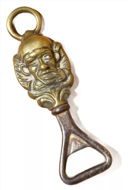 Vintage Brass Joker Clown Head Bottle Opener Barware