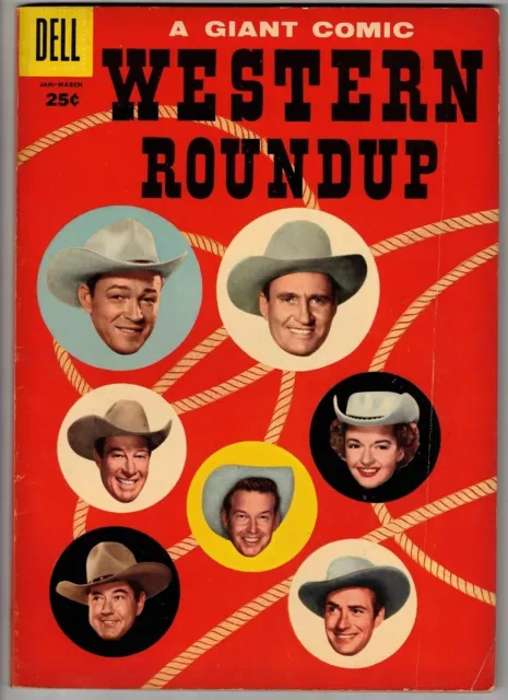 WESTERN ROUNDUP # 13 (DELL) ROY ROGERS - GENE AUTRY - REX ALLEN - 100 pgs
