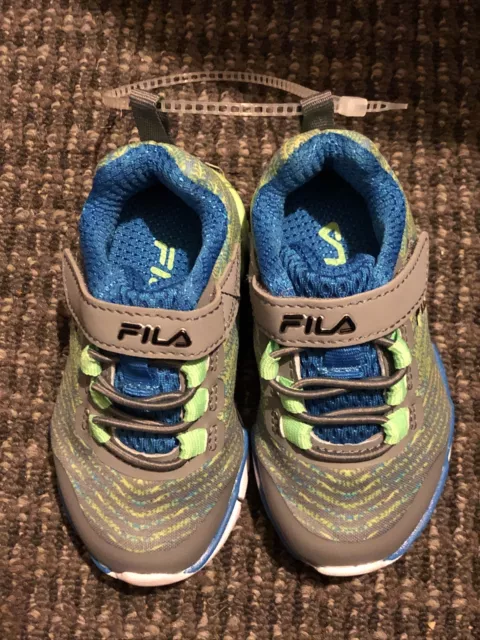 FILA shoes Toddler’s Boys Gray/blue/green Sneakers NEW Size 5