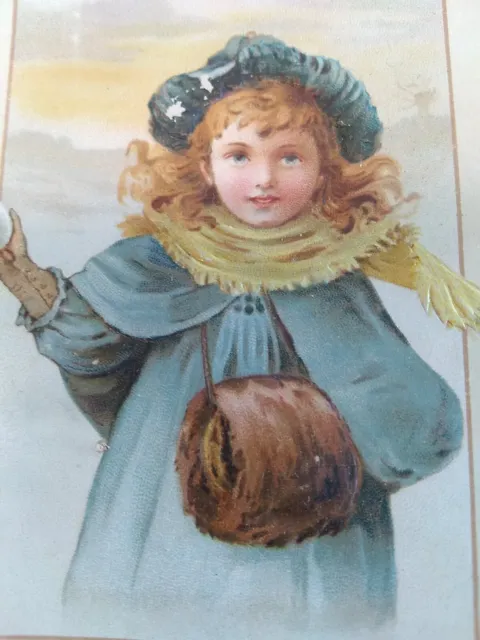 1890s VICTORIAN TRADE CARD MOKASKA COFFEE ST. JOSEPH Mo. Child, snowball. (G7)