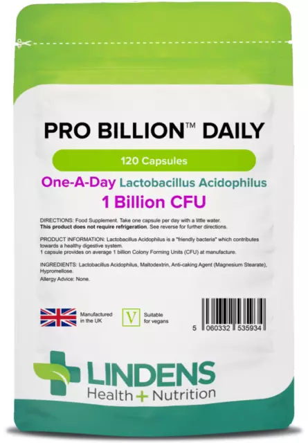 Probiotics For Gut Health Pro Billion Daily CFU Acidophilus 120 Capsules
