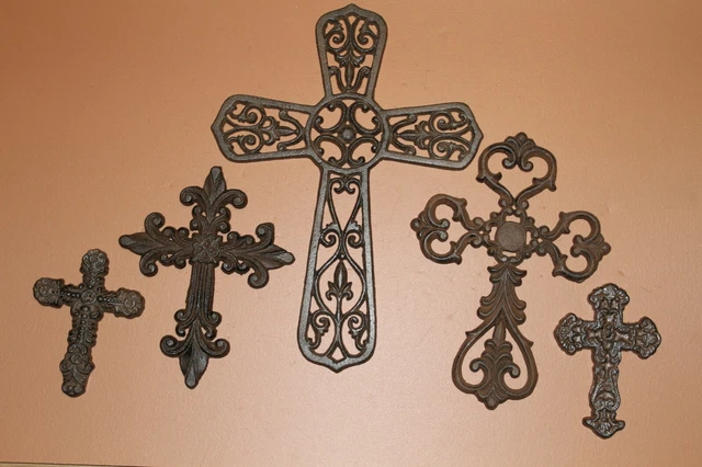 Christian Cajun Wall Decor, Cast Iron Crosses, Memories, 5 crosses