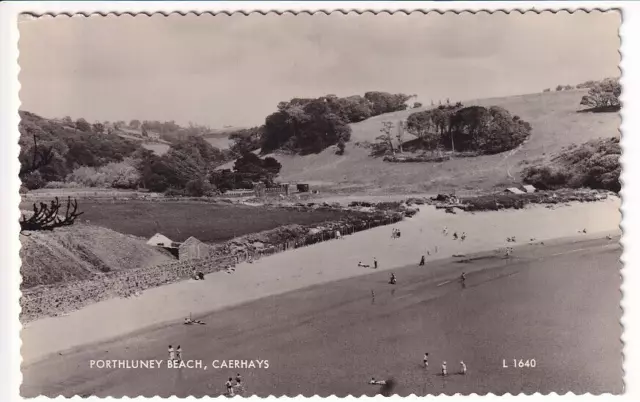 A Valentine's Real Photo Post Card of Porthluney Beach, Caerhays. Cornwall