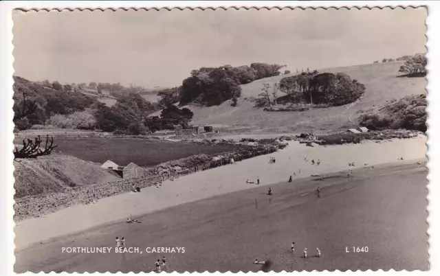 Ein Valentinstag echtes Foto Postkarte von Porthluney Beach, Caerhays. Cornwall