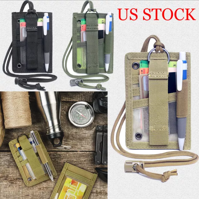 Tactical ID Card Case Patch Neck Lanyard  Ring Credit Organizer Wallet Holder US