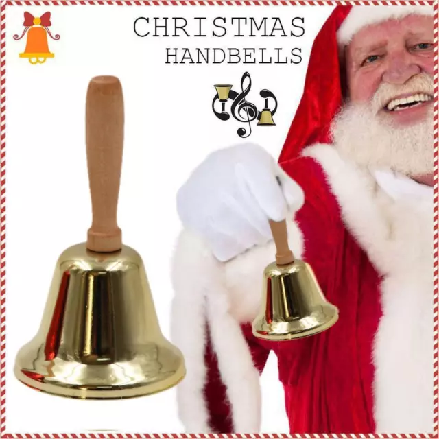 Classic Metal Christmas Hand Bell Xmas New Year Santa Party Celebrate S6V0