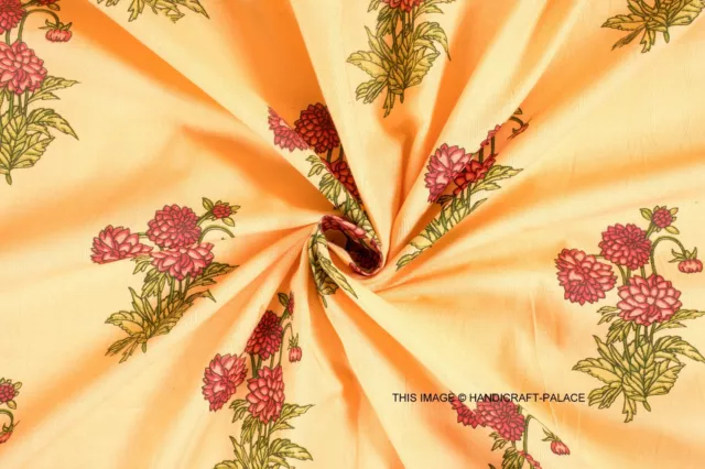 Main Bloc Imprimé Beige Coton Batiste Indien Tissu Couture Artisanat Par 4.6m