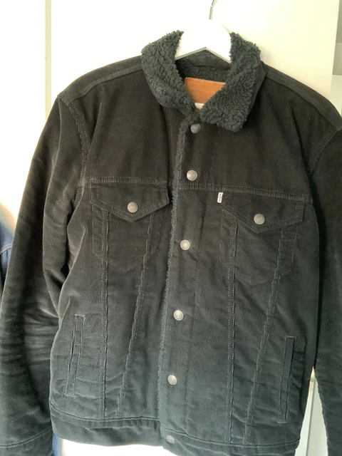 Levis Corduroy Trucker Jacket Men’s Black Sz M