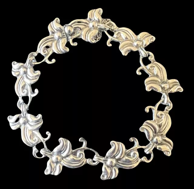 Margot de Taxco Mexican Sterling Silver Hibiscus Flower Bracelet No. 5488