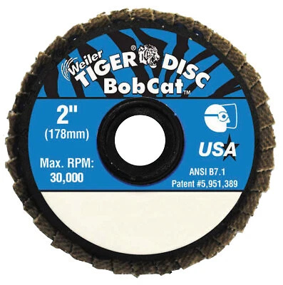 Bobcat Flap Discs, Zirconium, 2 in Dia., 40 Grit Weiler WEILER 50923