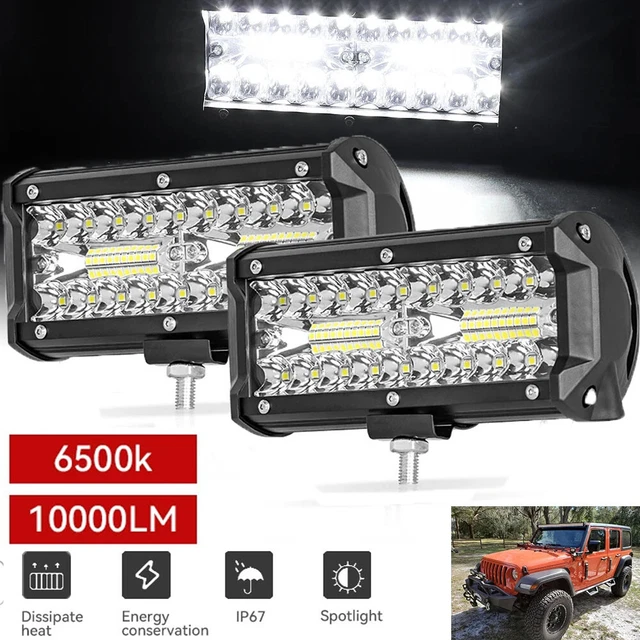 Car And Truck Fog & Driving Lights For Toyota 7 Inch 800W LED Light Bar - Spot & Flood Combo, 270000LM, 12V/24V, For Trucks, UTVs, Off-Road (3 Year Warranty) Fog Lights - Foto 3