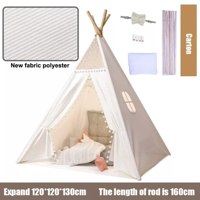 Teepee Tent for Kids Canvas Play Tent Outdoor Toy Boho Playhouses Christmas Gift