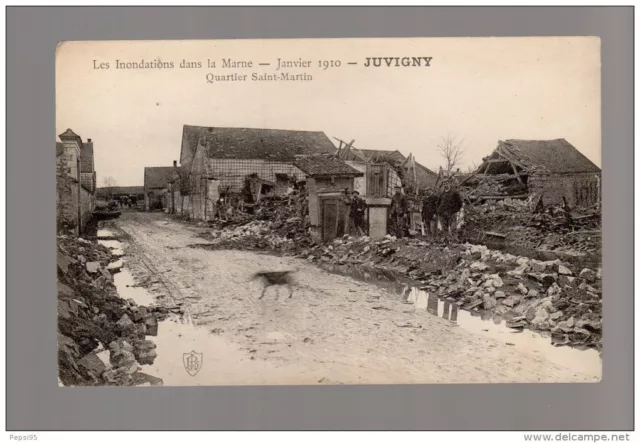 51 JUVIGNY les floods dans la Marne, Saint Martin district / January 1910