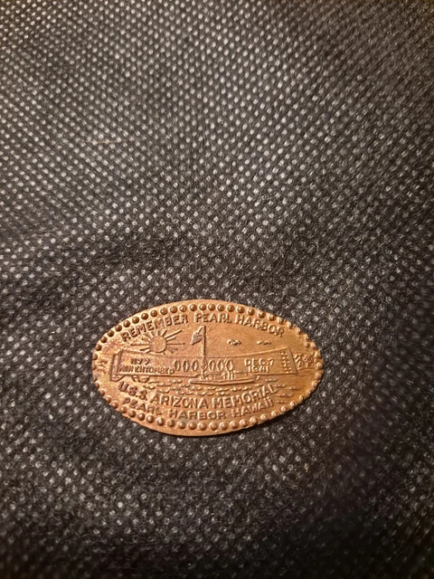 REMEMBER PEARL HARBOR U.S.S. ARIZONA MEMORIAL ELONGATED PENNY TOKEN!    e9092UXX