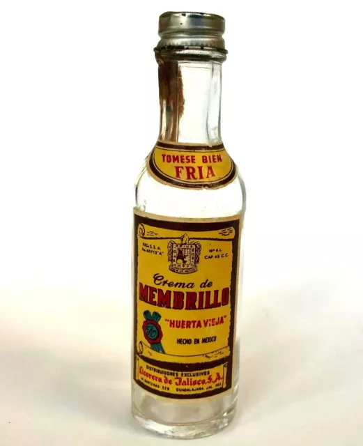 Vintage Crema de Membrillo Miniature Liquor Bottle Mexico Glass Empty