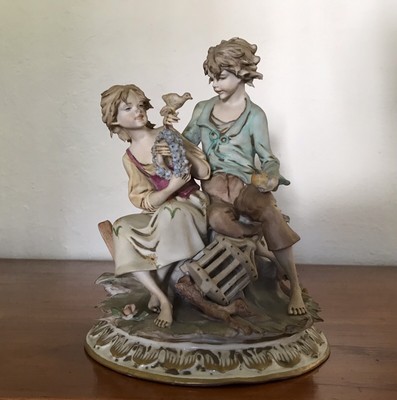 Cesto in ceramica Capo di Monte fatto N a mano in Italia VINTAGE PERFETTO 